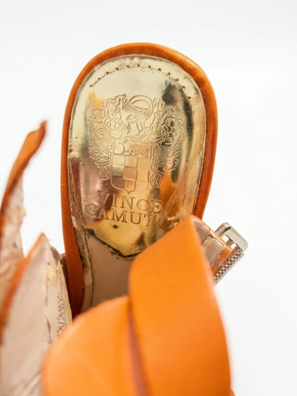 Vince Camuto Estelli Tangerine Orange Leather Cage Heels Size 8.5